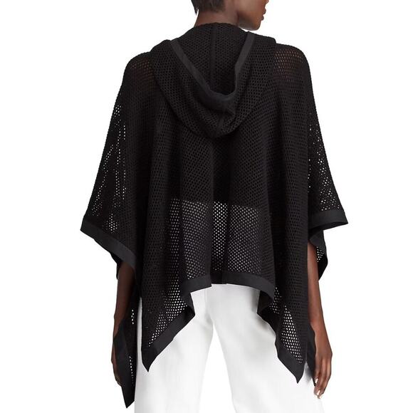 Ralph Lauren Collection Merino Wool Linen Mesh Poncho Cape Sweater Hooded Top S - Picture 2 of 8